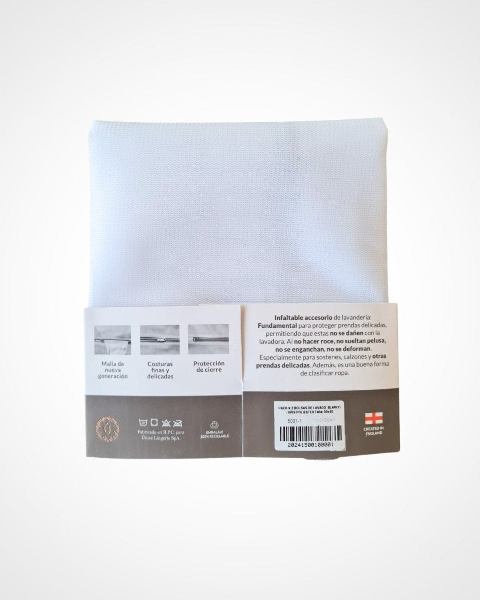 Bolsa de lavado para ropa delicada, Única Lingerie: empaque con instrucciones de uso