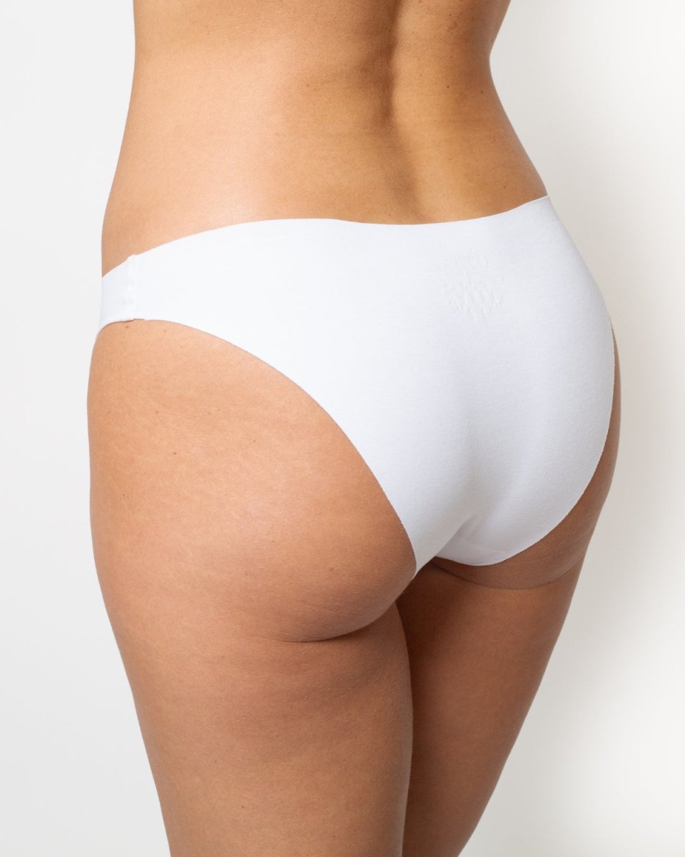 Pack x3 Calzón Bikini Invisible Sin Costuras Negro, Beige y Blanco Algodón Ultraflex