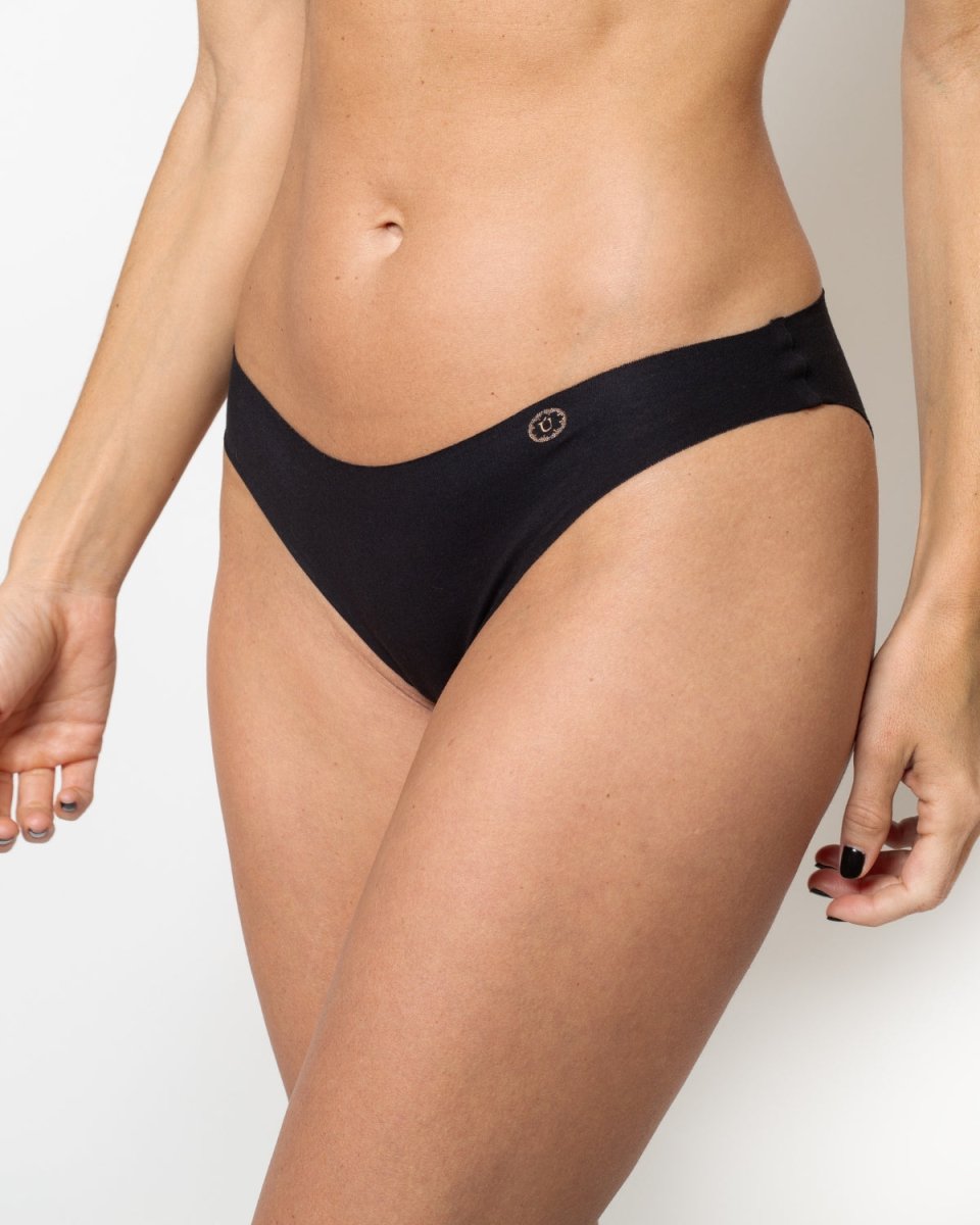 Pack x9 Calzón Bikini Invisible Sin Costuras Negro Algodón Ultraflex