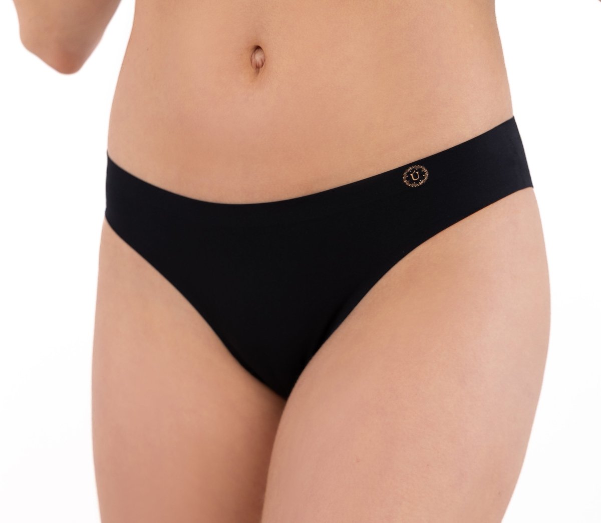 Calzón bikini invisible negro de microfibra Silkdry Flex, Única Lingerie: vista delantera