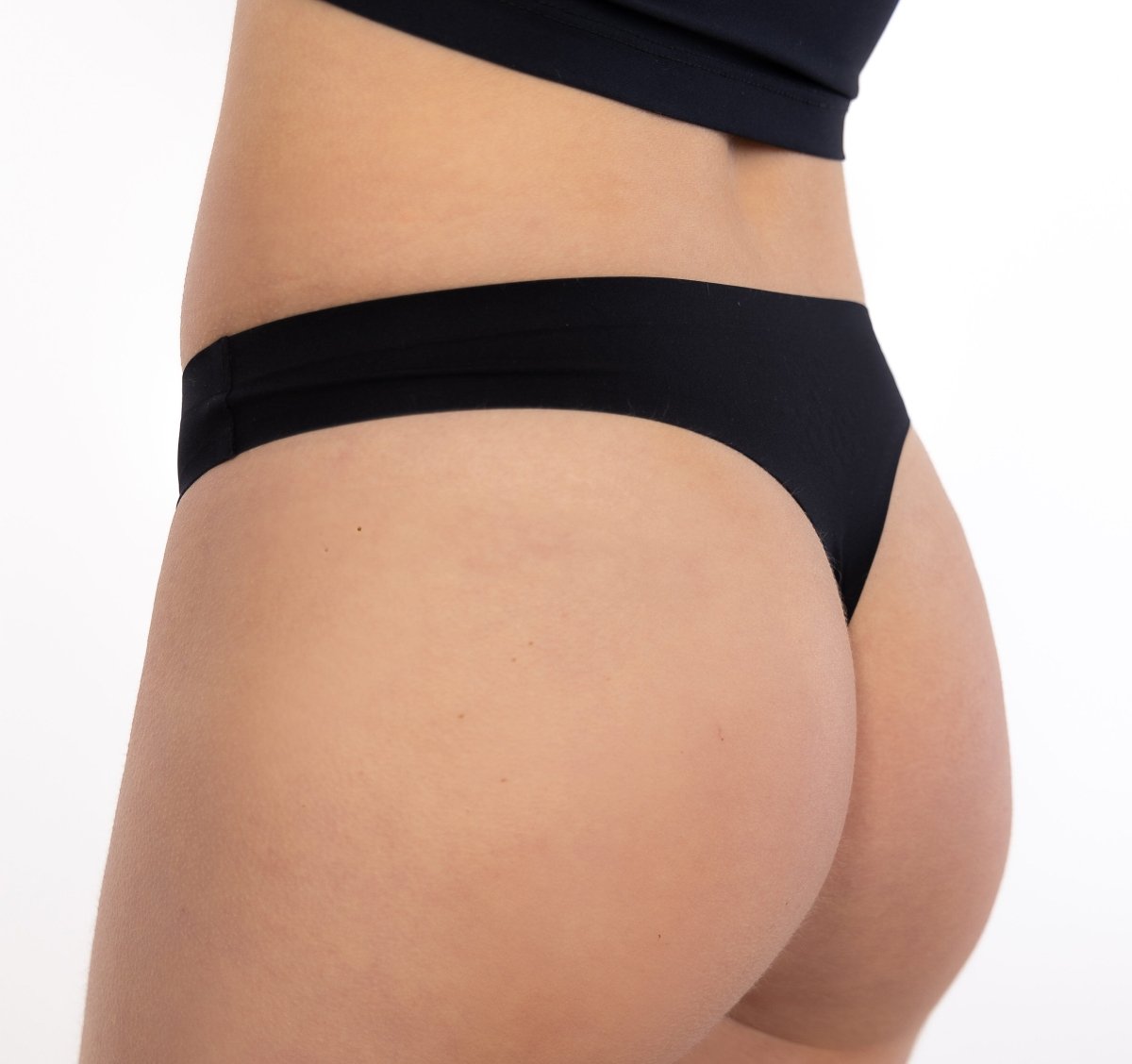 Calzón colaless invisible negro de microfibra Silkdry Flex, Única Lingerie: vista trasera
