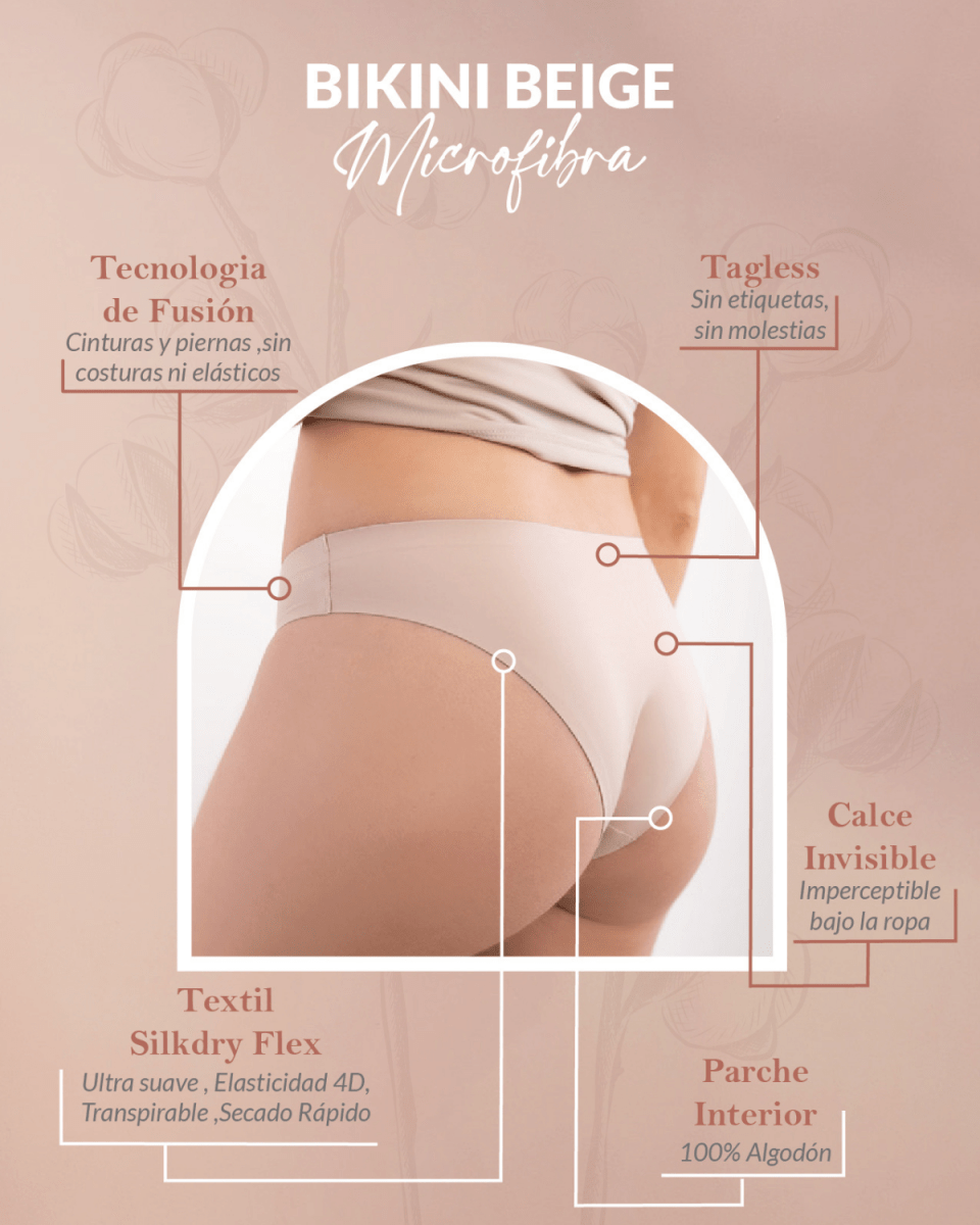 Pack x3 Bikini Beige Microfibra 5112222 - Única Lingerie